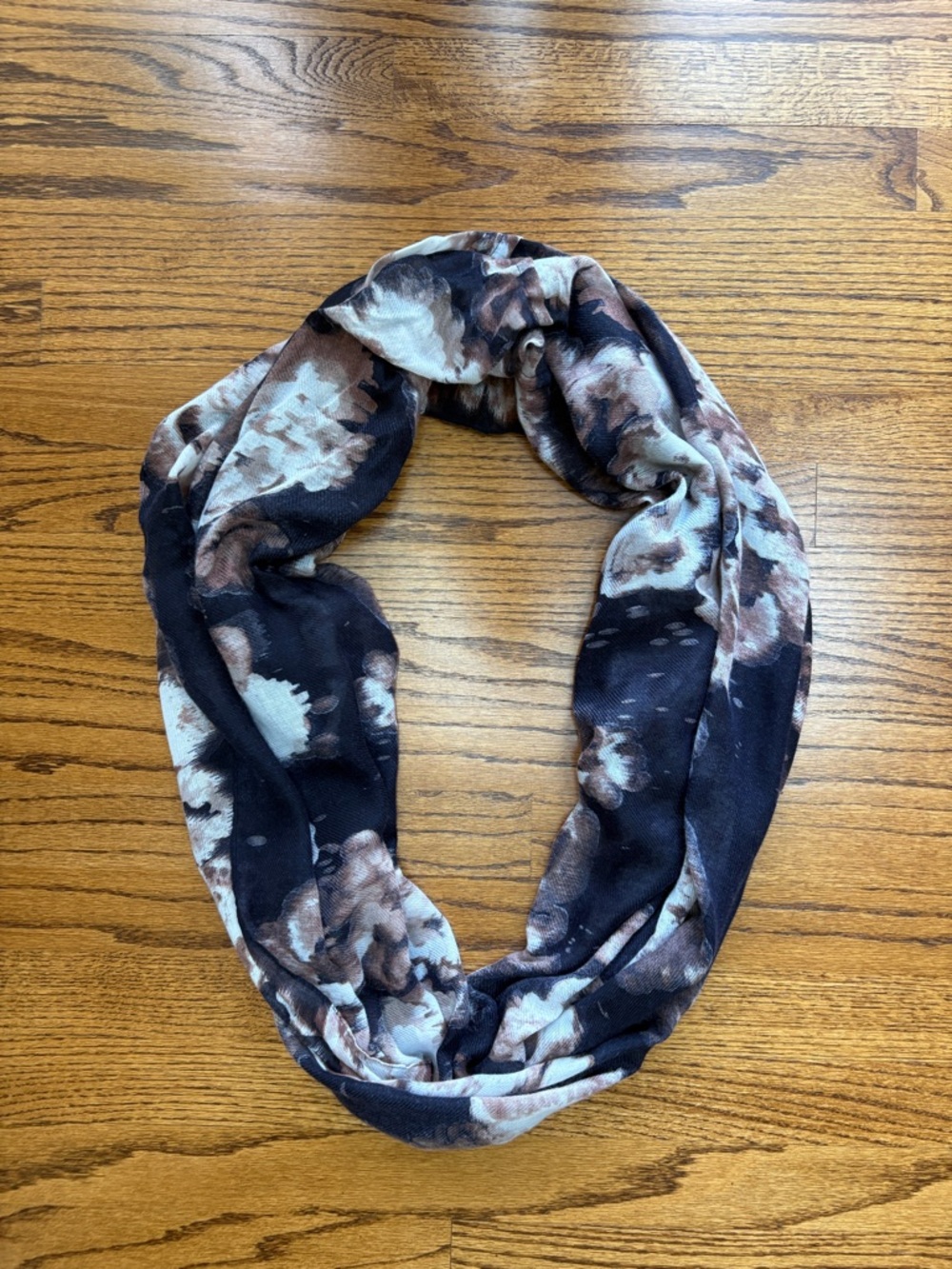 Floral Infinity Scarf in Navy Blue and Pink- Women's Accessory
